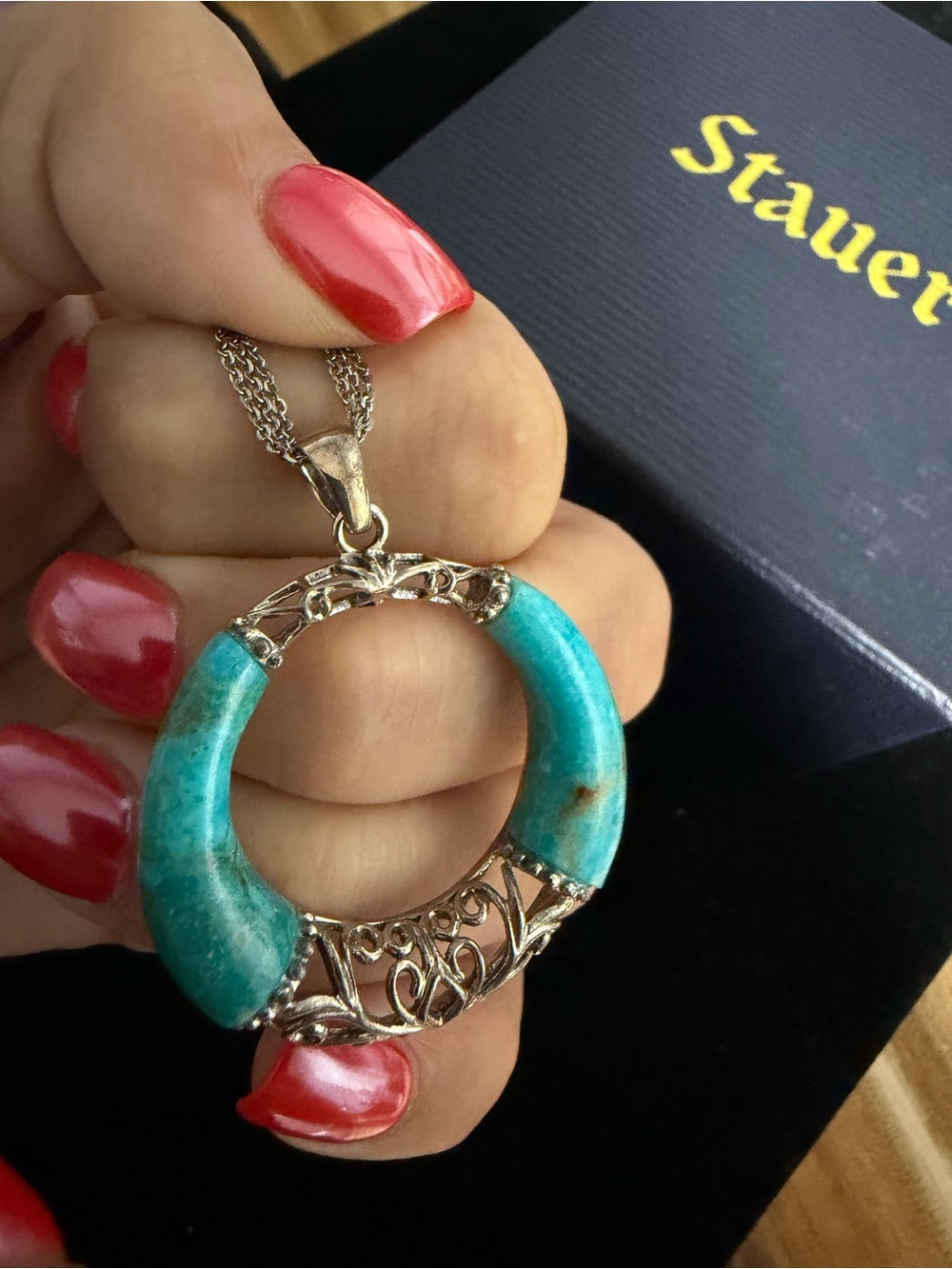 STAUER Sterling SIVER and turquoise necklace. NIB